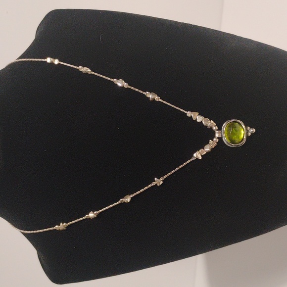 Silpada sterling silver green quartz diantree charm pendant on 16" .925 chain - Picture 4 of 9